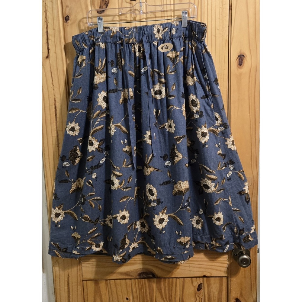 Wonderly Women's‎ Skirt Size XL Boho Floral Elastic Waist Below Knee Cottage